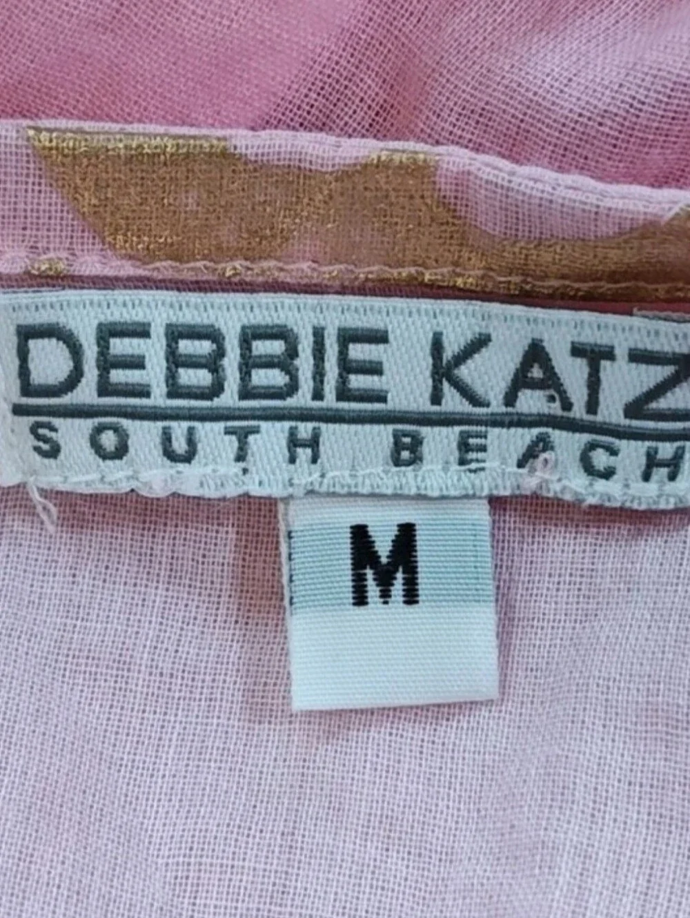 Debbie Katz South Beach Fringed Coverup Tunic Sz 3X-4X Sheer Pink Gold Resort